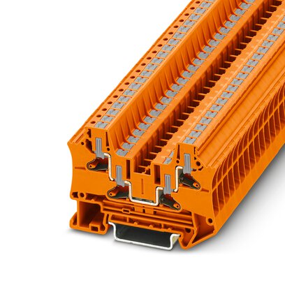 Phoenix Contact Multi-Conductor Terminal Block; PTV 4-QUATTRO OG ; 30A; 600V; 1-Level; #24 - #10; Push-In - Horizontal Entry Connection; Orange